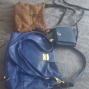 Bundle of purses. One genuine leather Fossil.